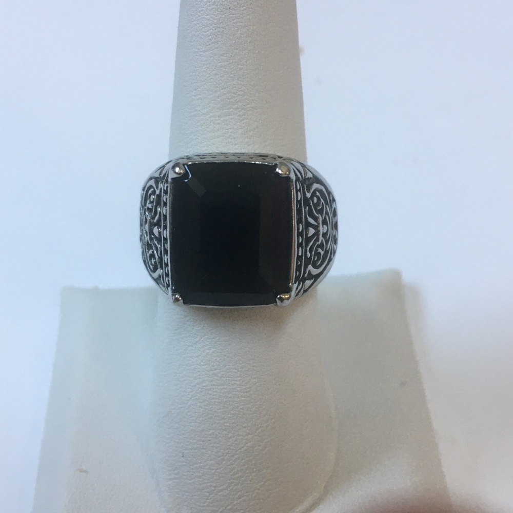 Men’s Stainless Steel & Black Onyx Ring